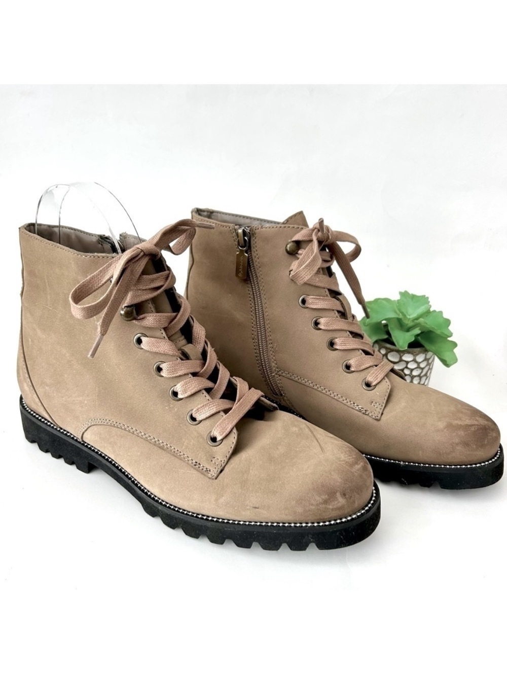 Blondo Waterproof Taupe Leather Nubuck Lace-up Rachelle Ankle Boots Size 9